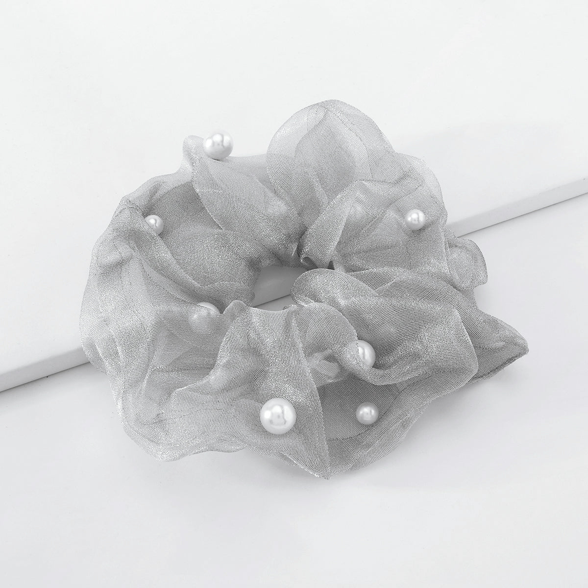 Pearl Scrunchies Chiffon Elastic Hair Ties medyjewelry
