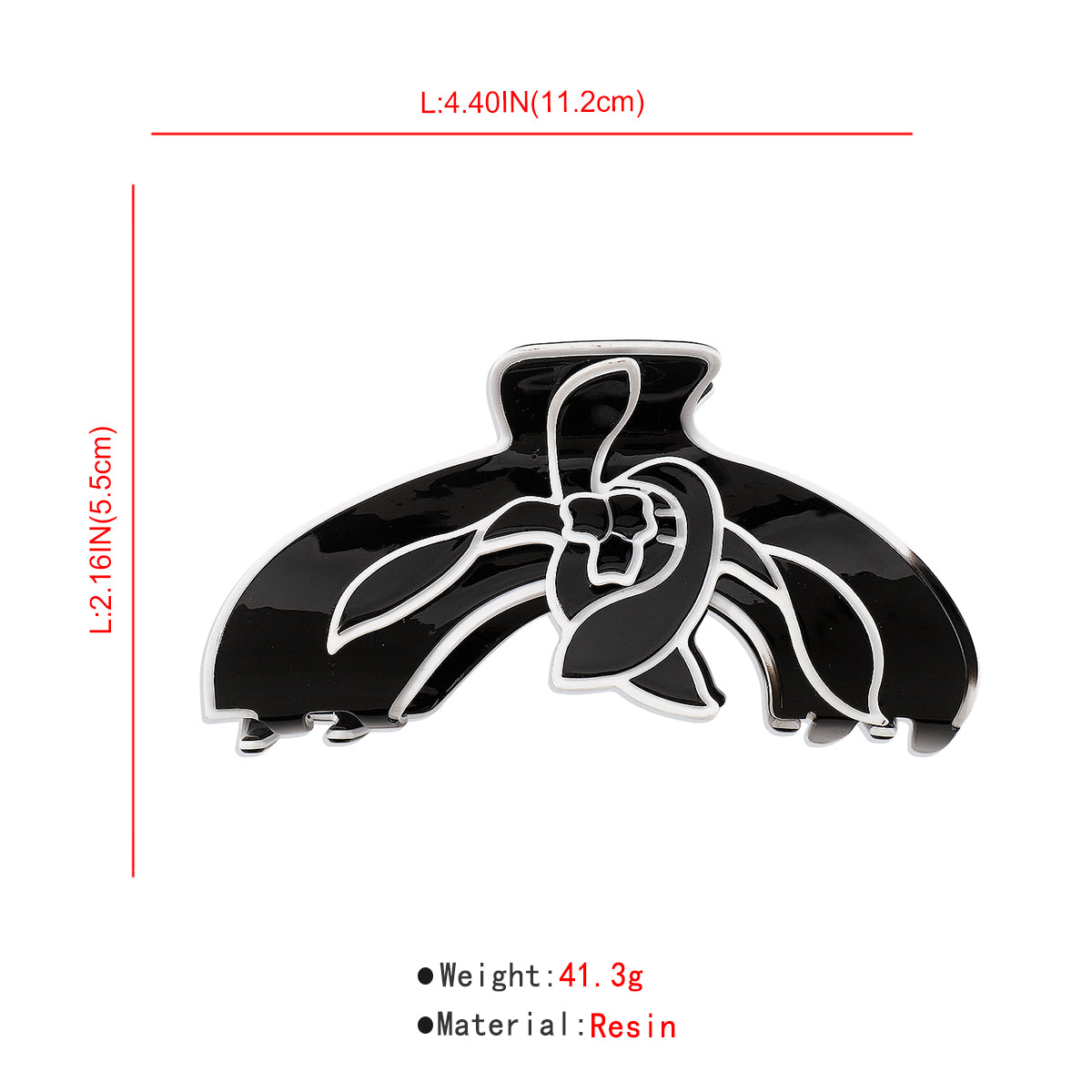 Black White Acetate Flower Shape Hair Claw Clip medyjewelry