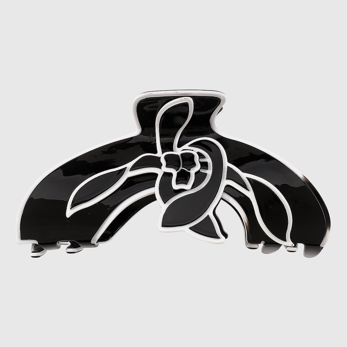 Black White Acetate Flower Shape Hair Claw Clip medyjewelry