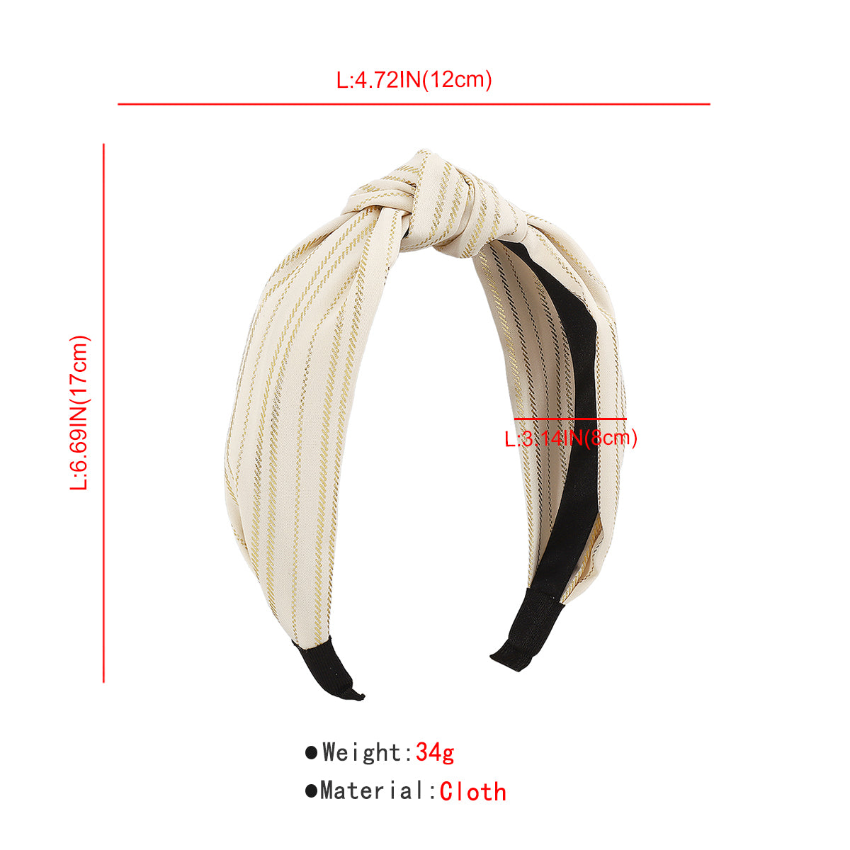 Turban Striped Top Knotted Headband medyjewelry