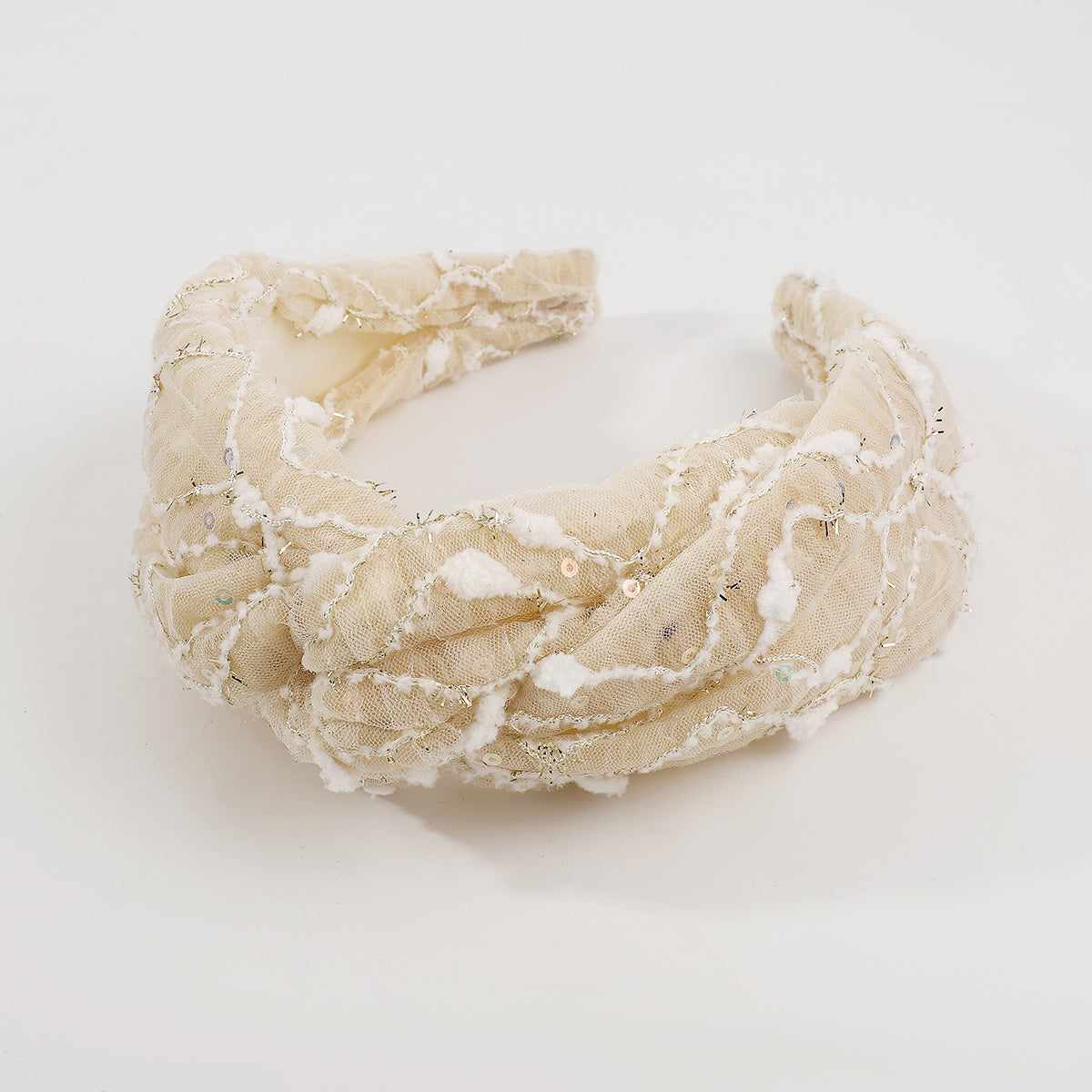 Embroidery Sequin Eyelet Top Knot Headband medyjewelry