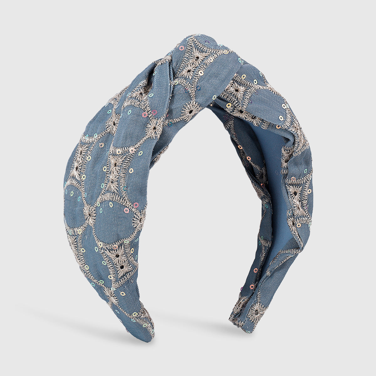 Embroidery Sequin Eyelet Top Knot Headband medyjewelry
