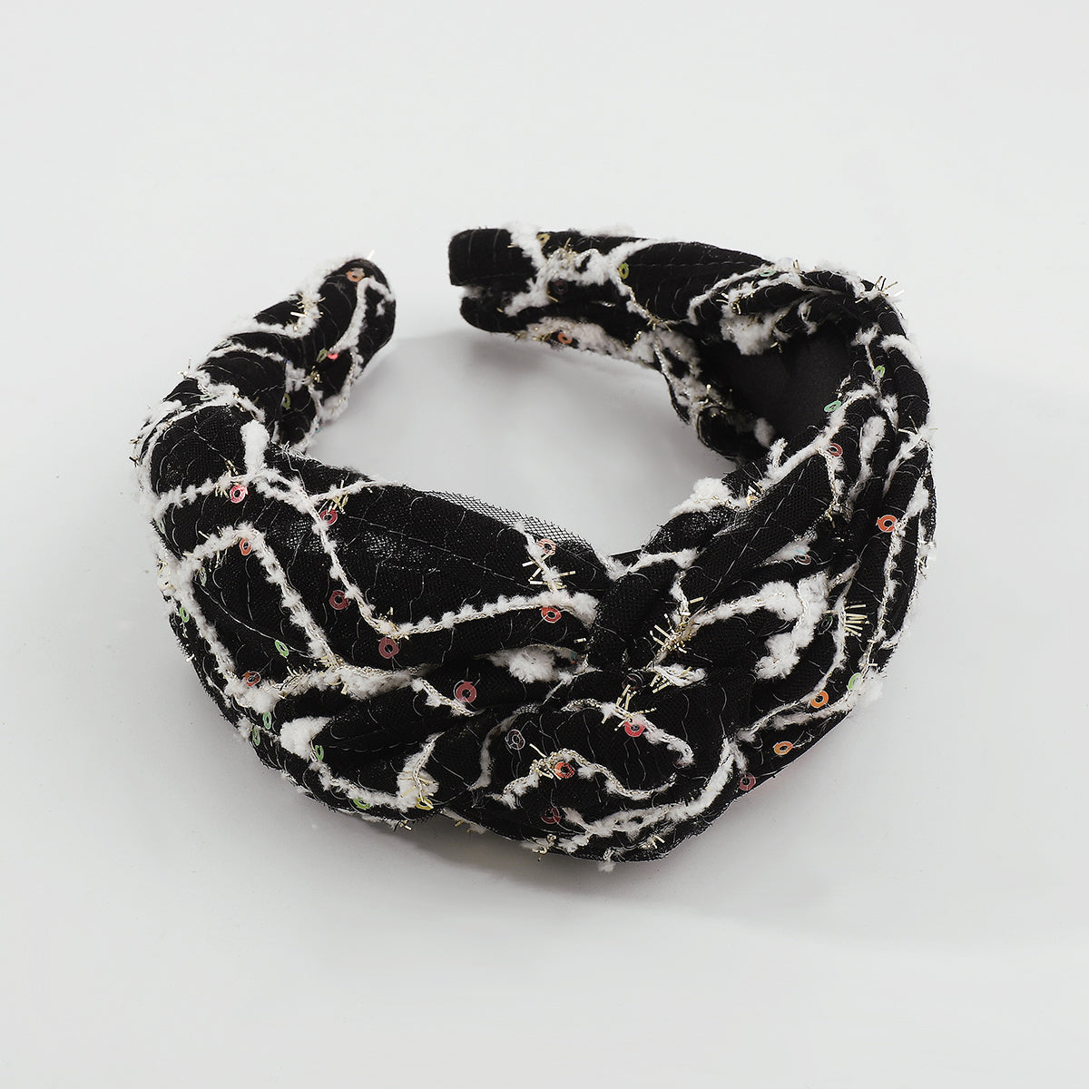 Embroidery Sequin Eyelet Top Knot Headband medyjewelry