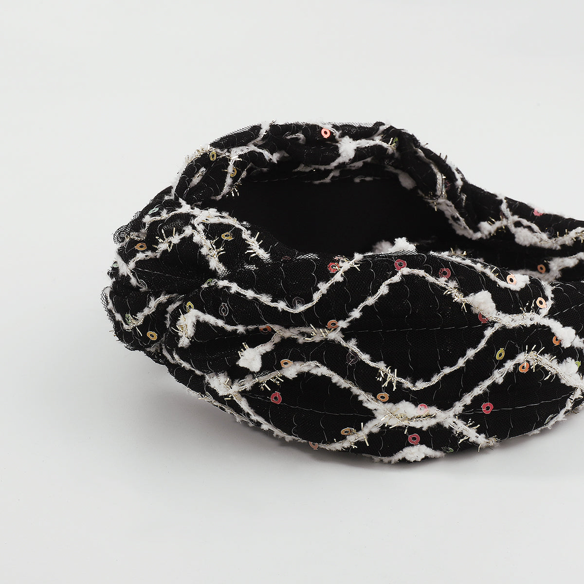 Embroidery Sequin Eyelet Top Knot Headband medyjewelry