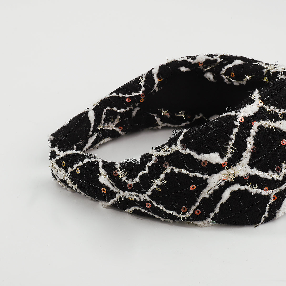 Embroidery Sequin Eyelet Top Knot Headband medyjewelry