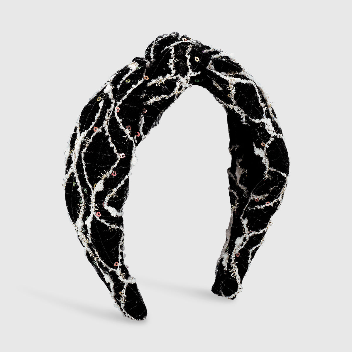 Embroidery Sequin Eyelet Top Knot Headband medyjewelry