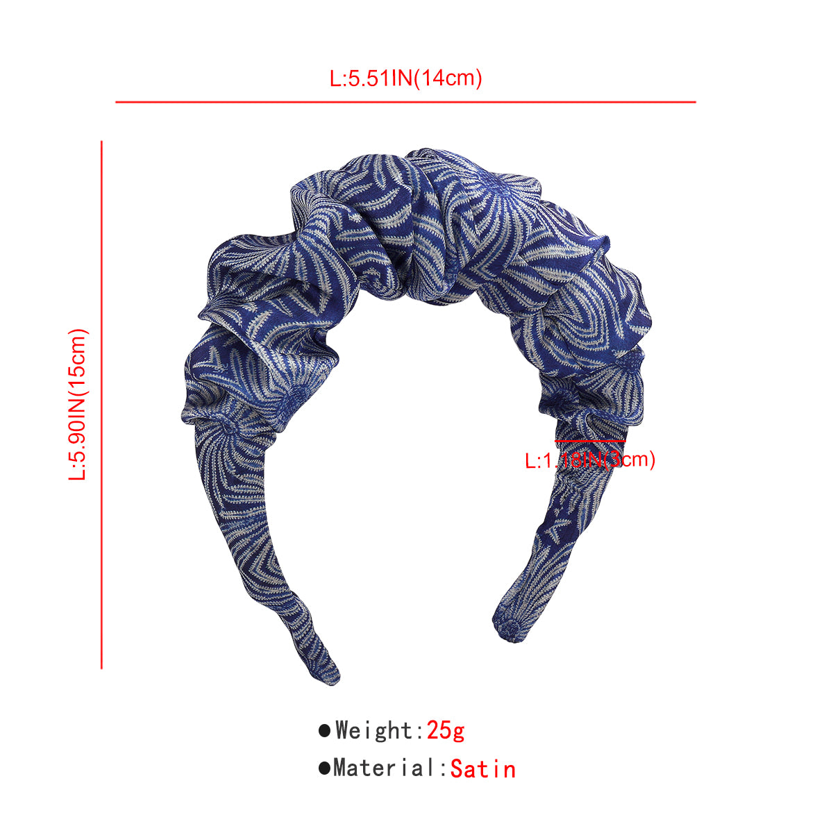Elegant Geomoetric Patten Satin Fbaric Headband medyjewelry