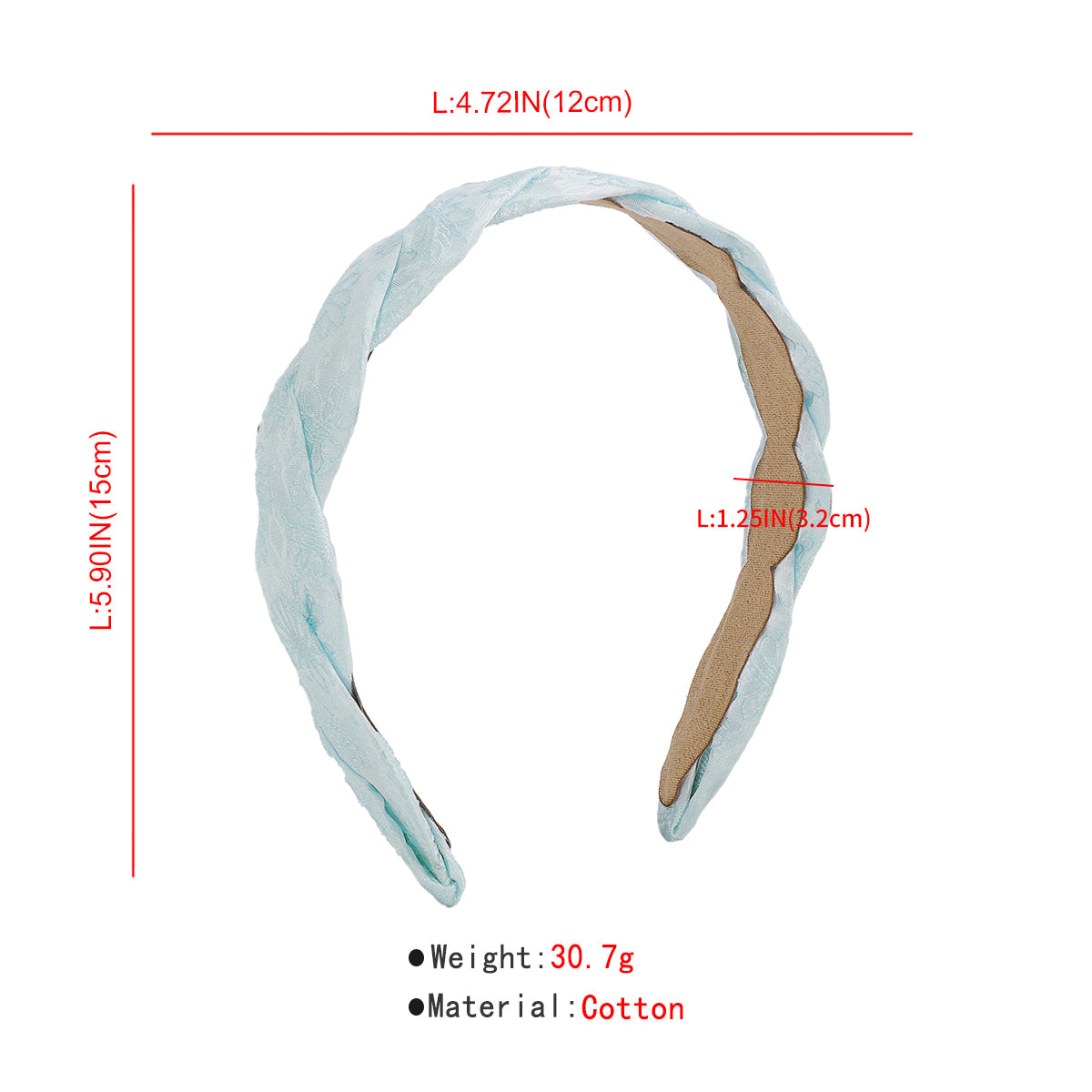 Embossed Fabric Soild Color Cross Headband medyjewelry