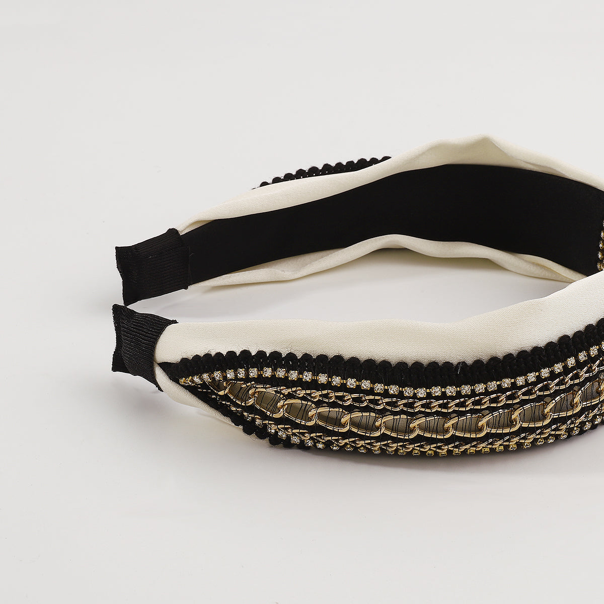 Gold Chain w/Rhinestones Strip Top Knot Headband medyjewelry
