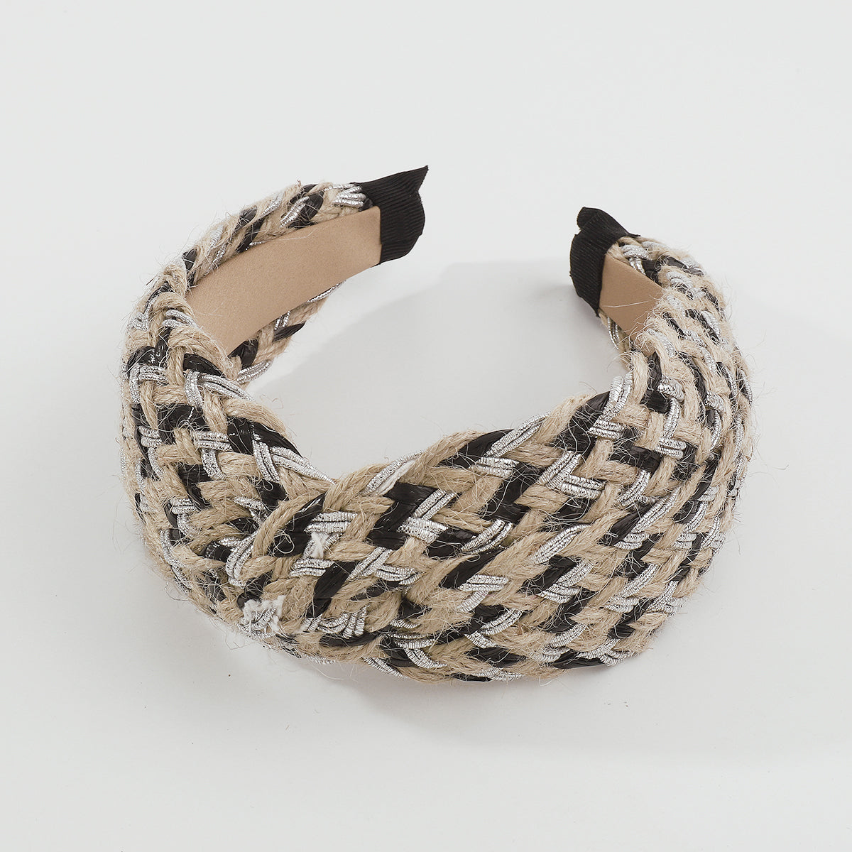 Bohemian Straw Weaving Braided Cross Headband medyjewelry