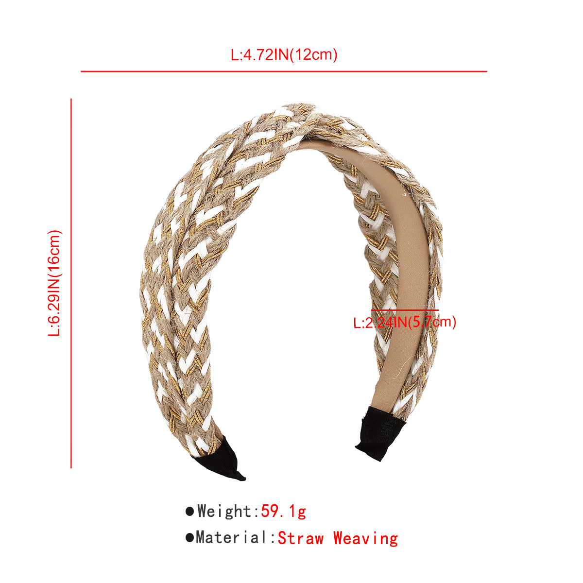 Bohemian Straw Weaving Braided Cross Headband medyjewelry