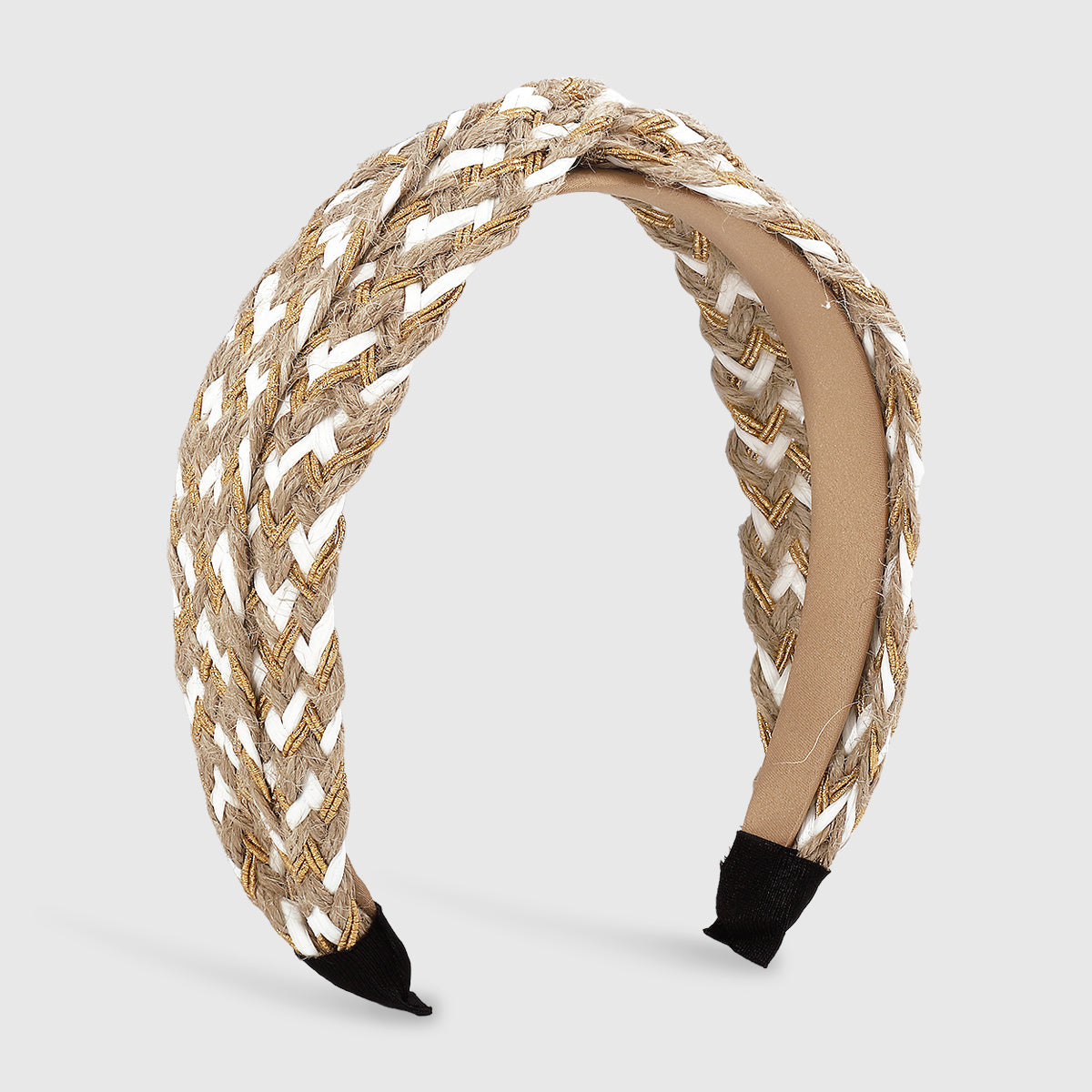 Bohemian Straw Weaving Braided Cross Headband medyjewelry