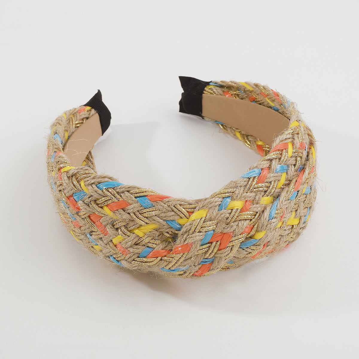 Bohemian Straw Weaving Braided Cross Headband medyjewelry