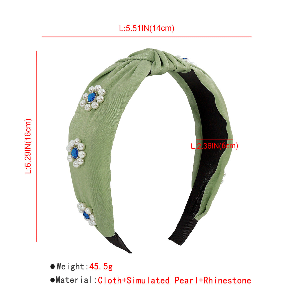 Handmade Flower Pearl Rhinestone Knot Headbands medyjewelry