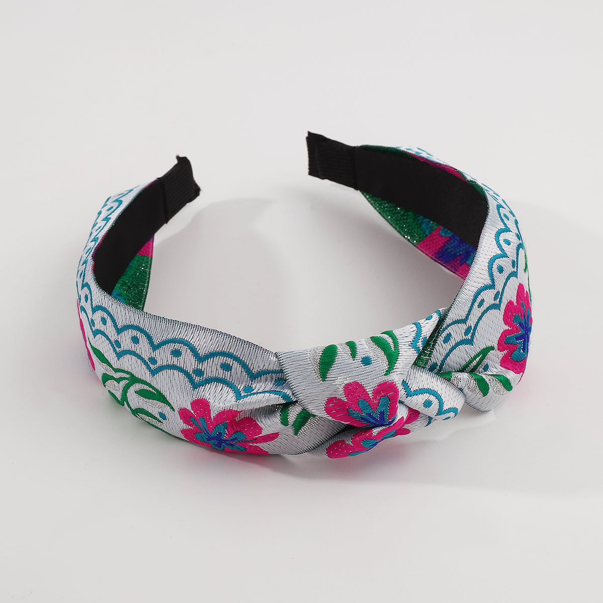 Ethnic Gold Embroidery Floral Knotted Headband medyjewelry