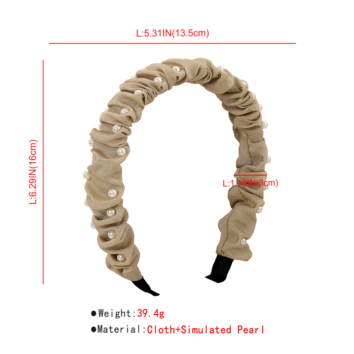 Neutral Color w/Pearl Ruched Headbands medyjewelry