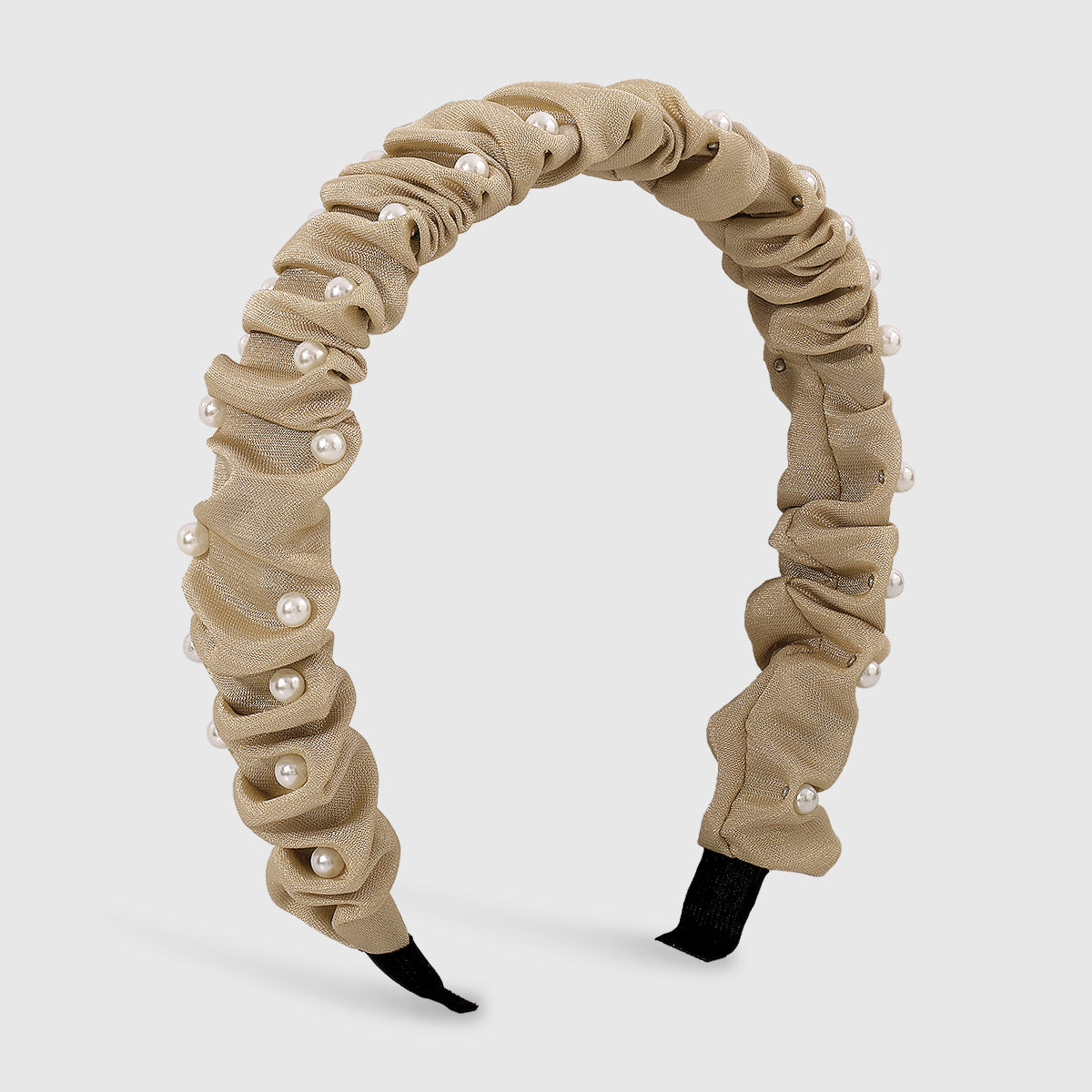 Neutral Color w/Pearl Ruched Headbands medyjewelry