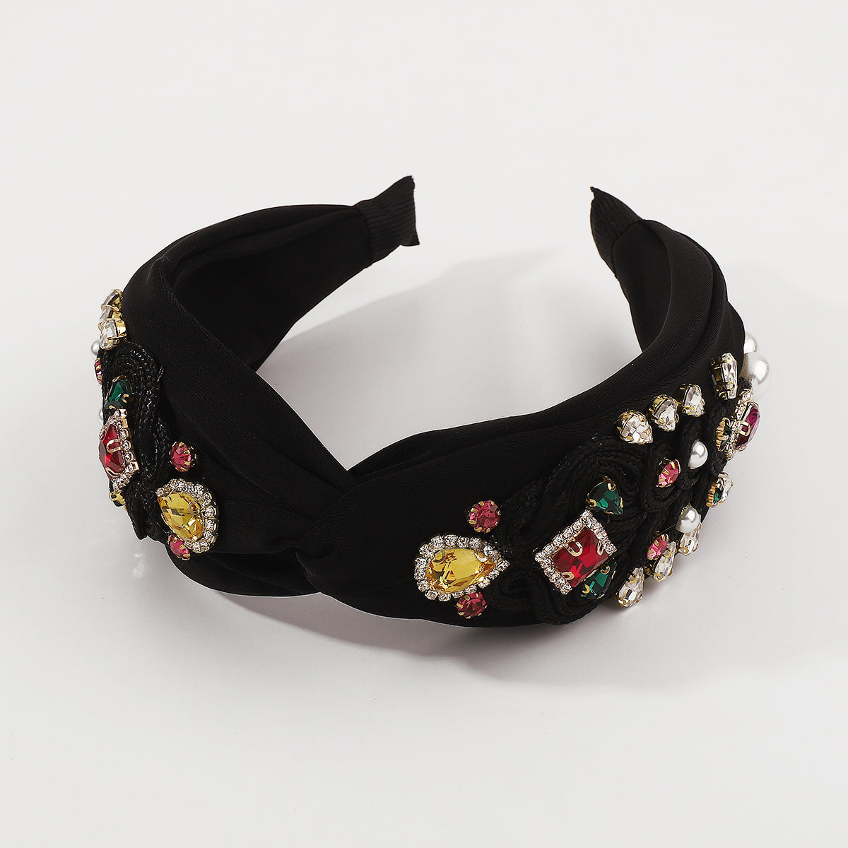 Luxury Royal Wide Rhinestones Top Knotted Headband medyjewelry