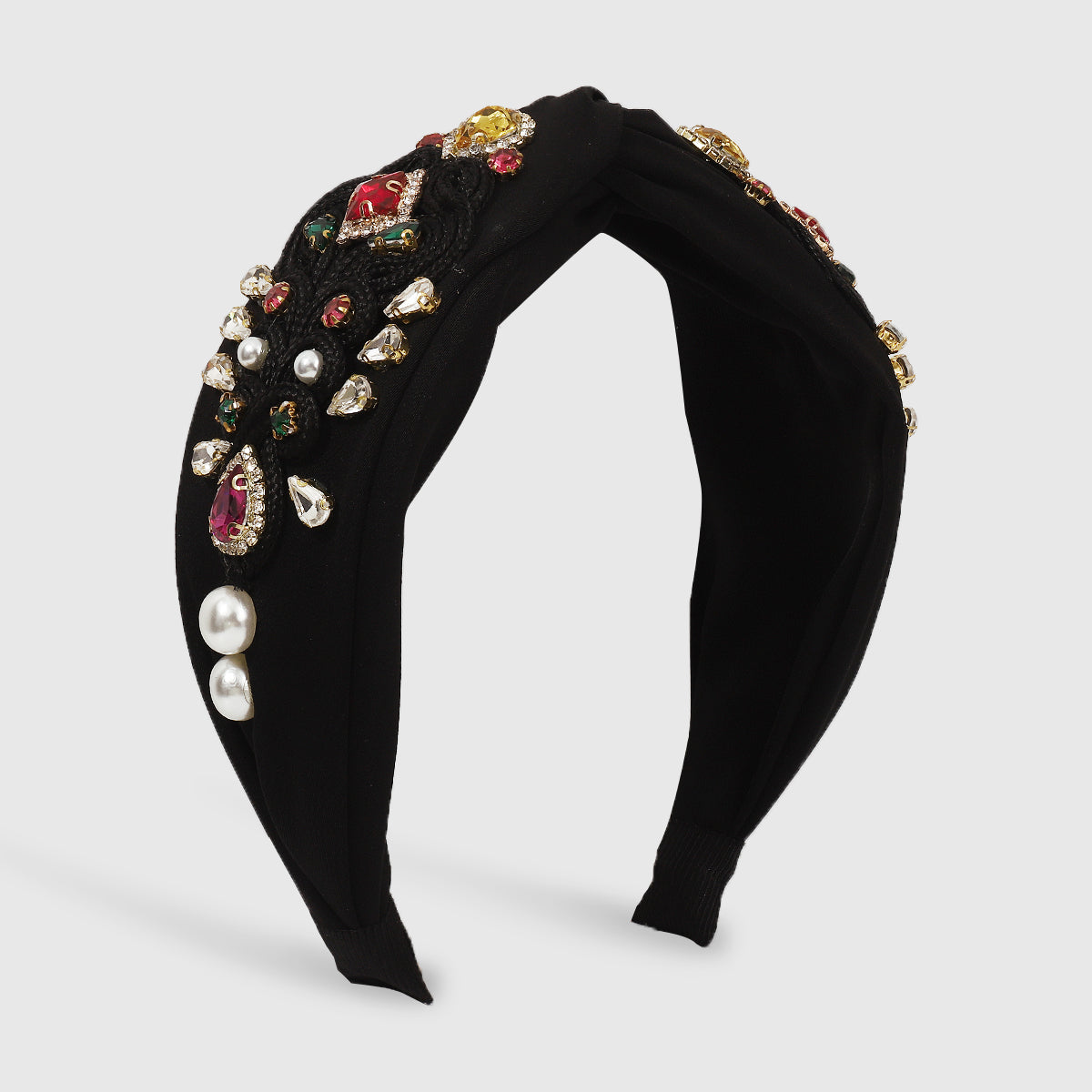 Luxury Royal Wide Rhinestones Top Knotted Headband medyjewelry