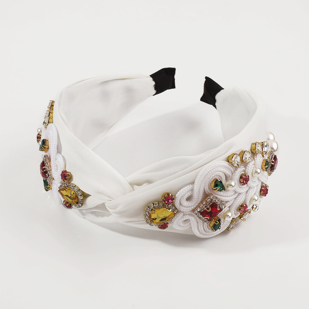 Luxury Royal Wide Rhinestones Top Knotted Headband medyjewelry