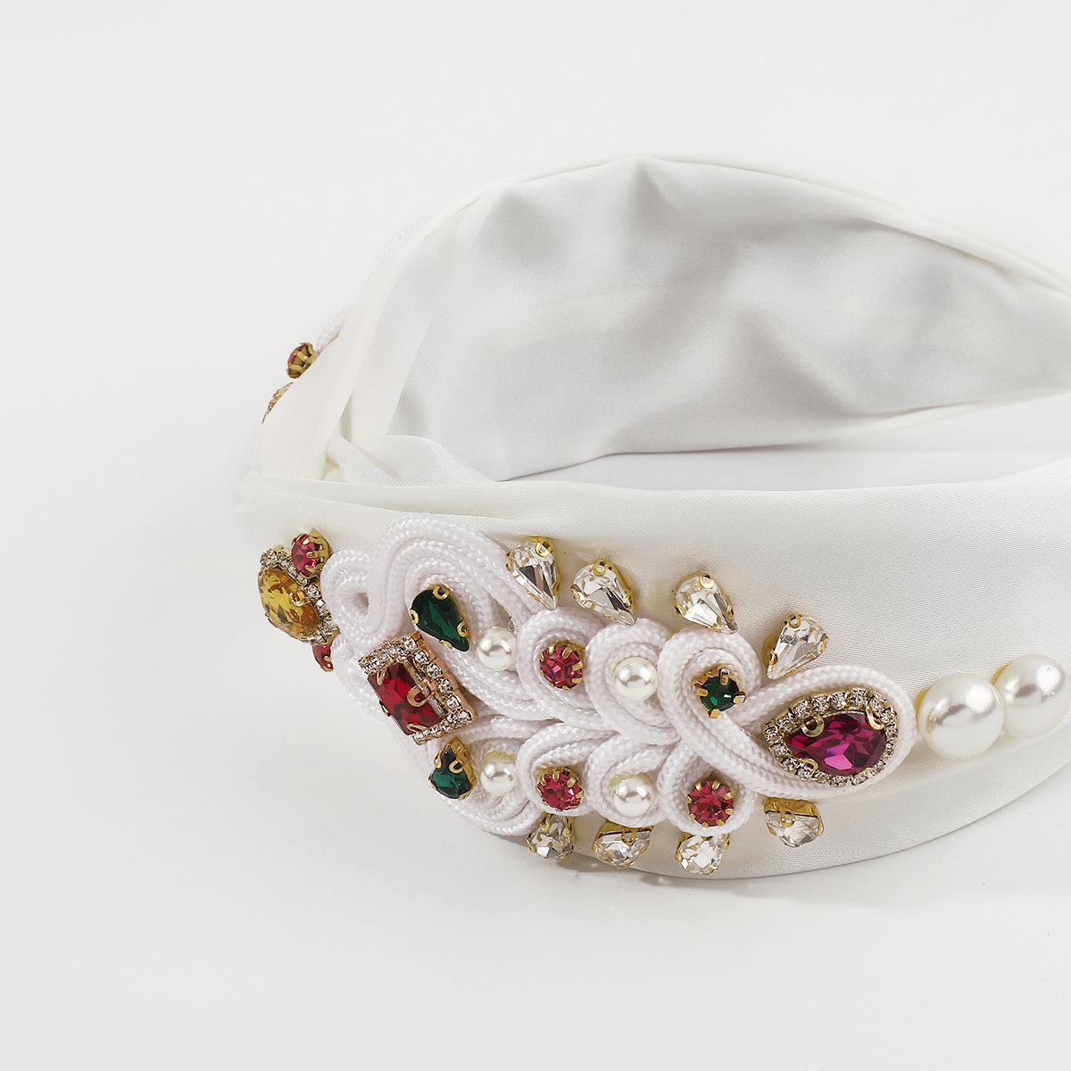 Luxury Royal Wide Rhinestones Top Knotted Headband medyjewelry