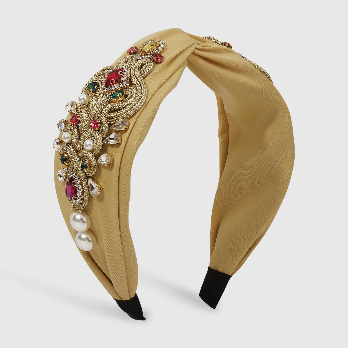 Luxury Royal Wide Rhinestones Top Knotted Headband medyjewelry
