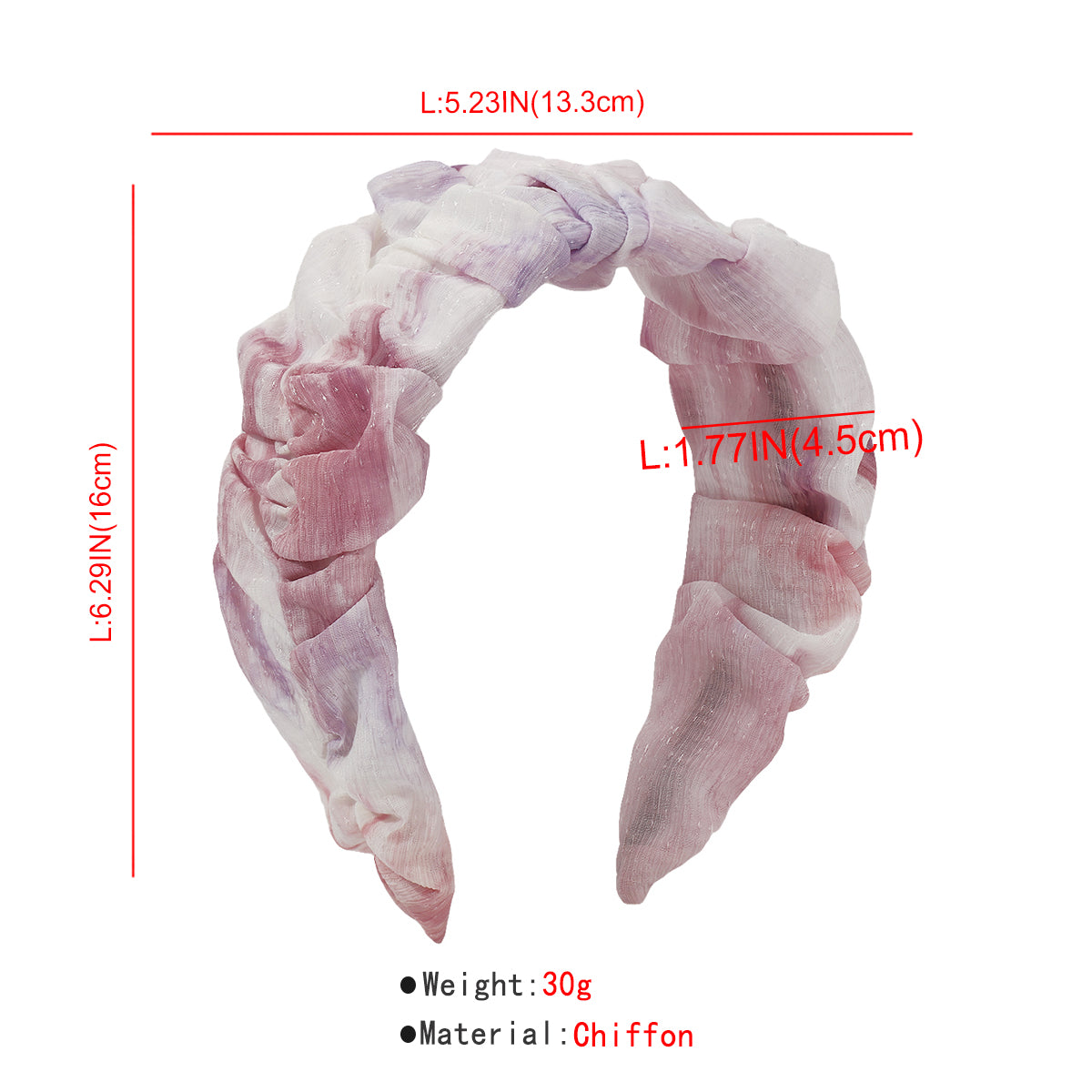 Watercolor Chiffon Ruched Headbands medyjewelry