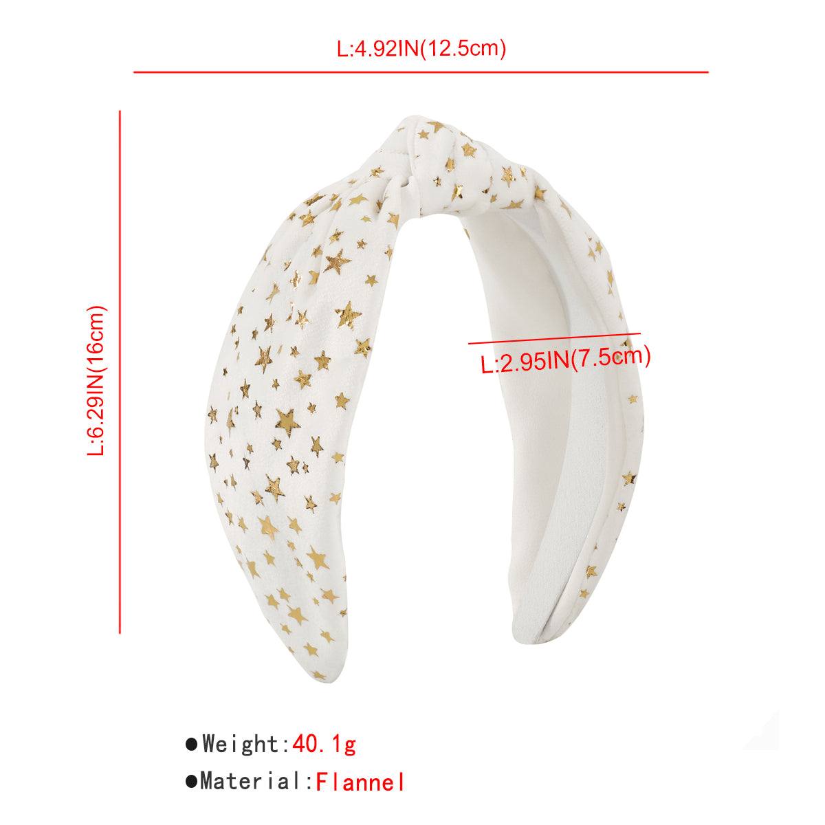 Solid Color With Gold Star Center Knot Hairband medyjewelry
