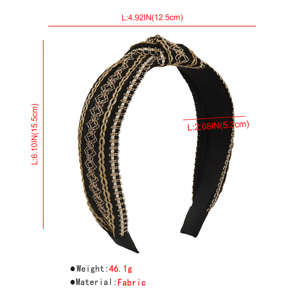 Embroidery Cross Knotted Bezel Headband medyjewelry
