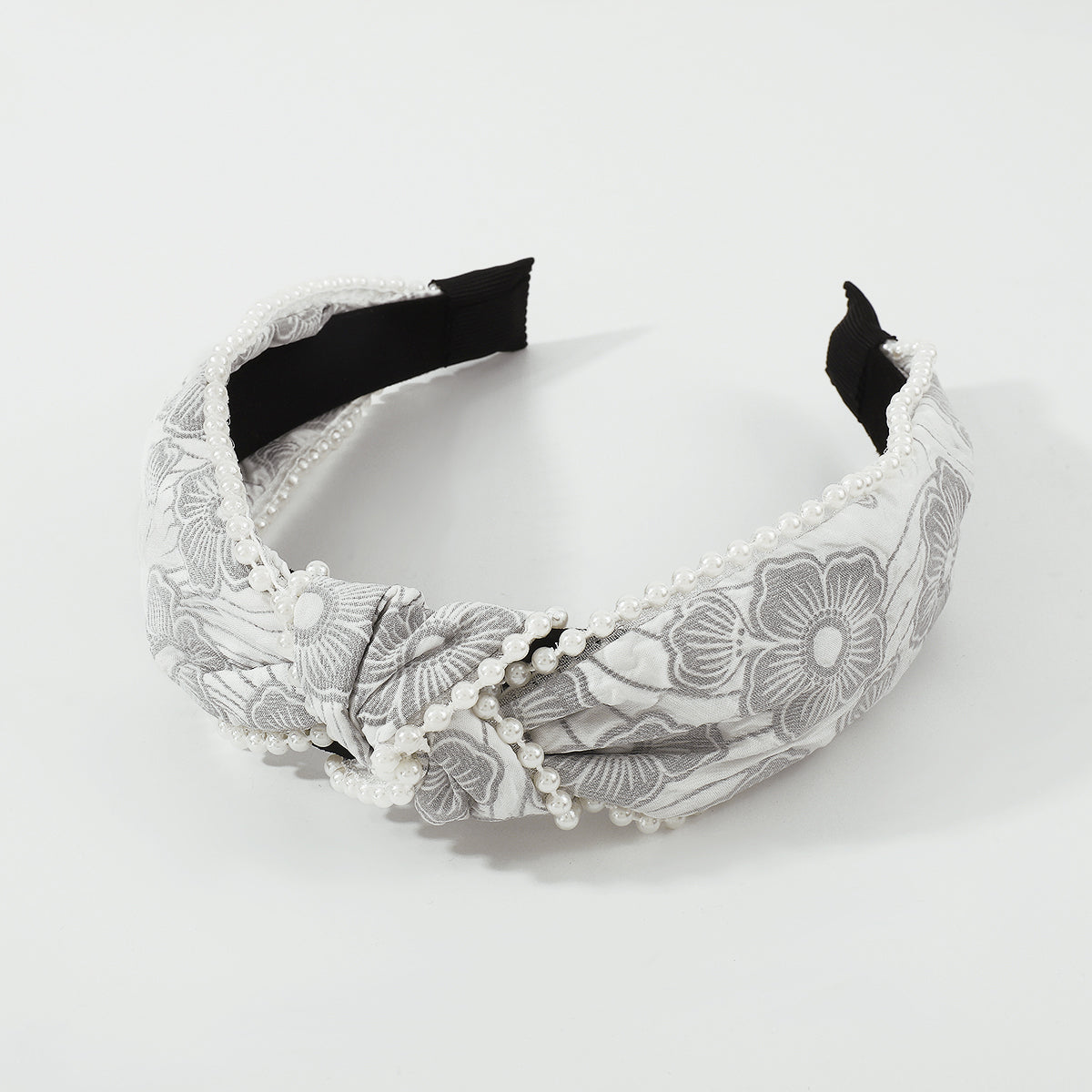 Floral Textured w/Pearls Embellished Headband medyjewelry