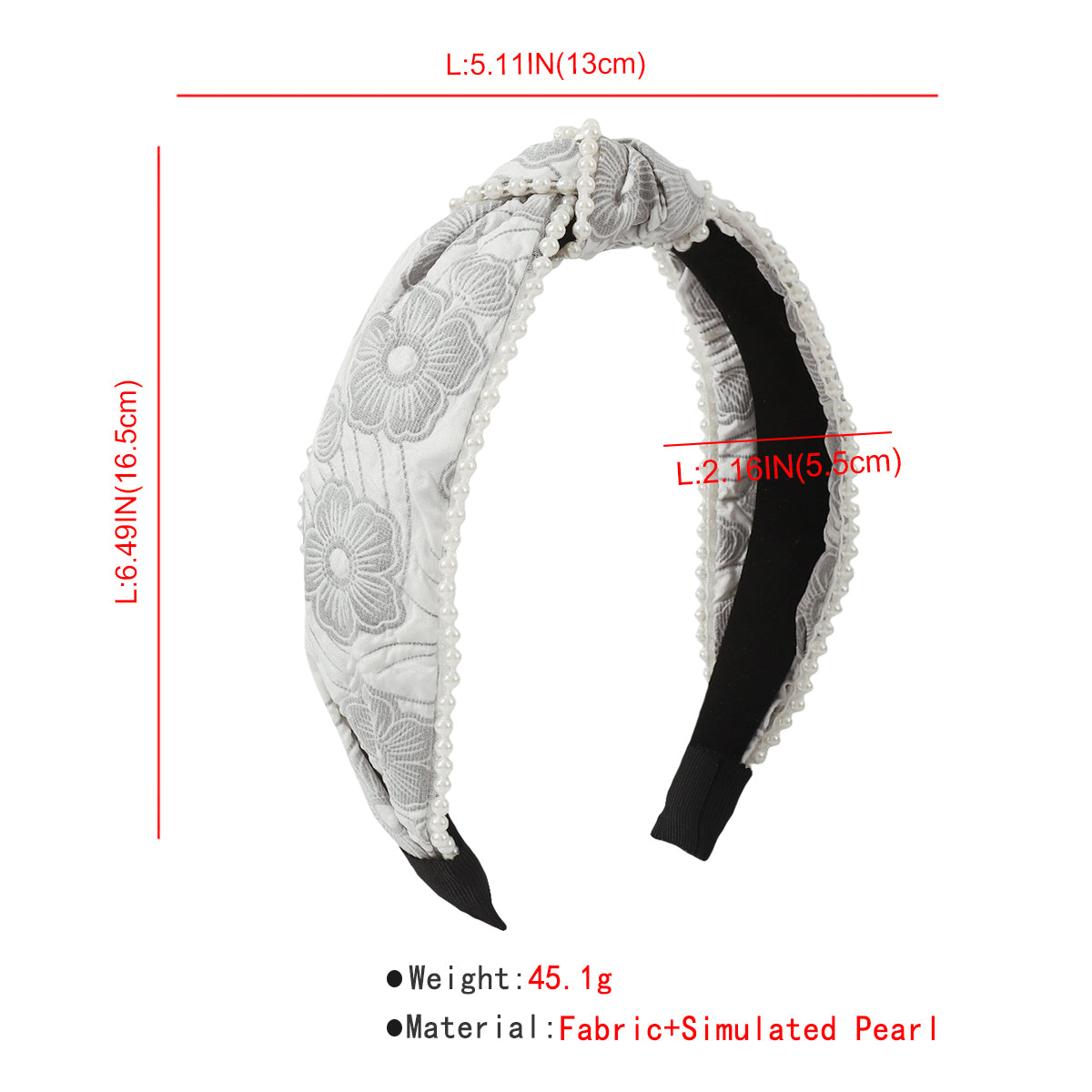 Floral Textured w/Pearls Embellished Headband medyjewelry