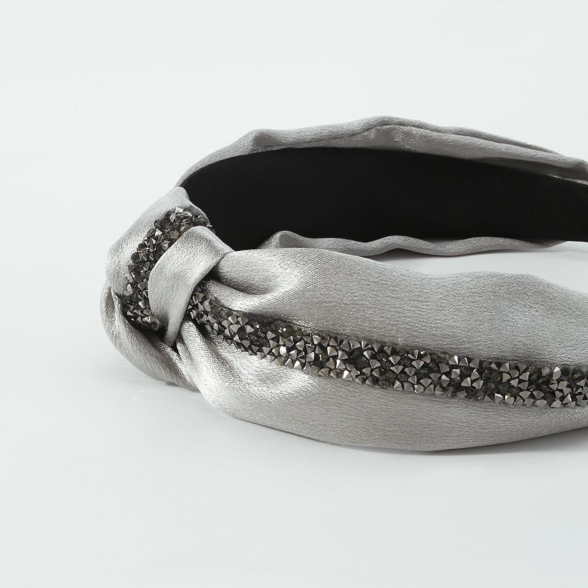 Satin Fabric Gray Color Cross Knotted Hairband medyjewelry