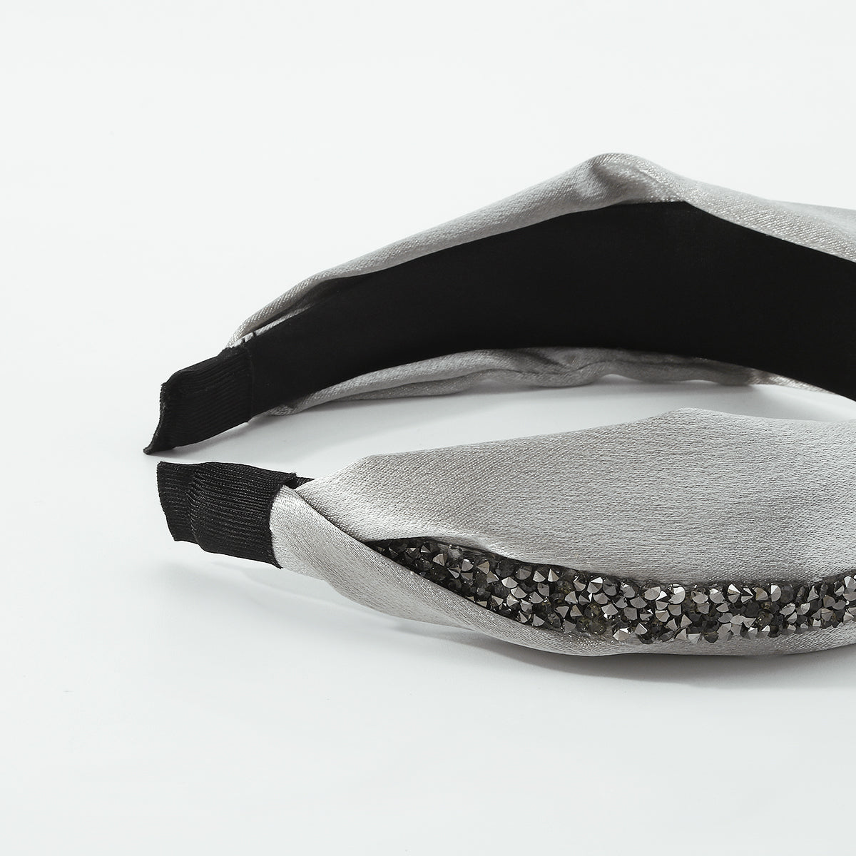 Satin Fabric Gray Color Cross Knotted Hairband medyjewelry