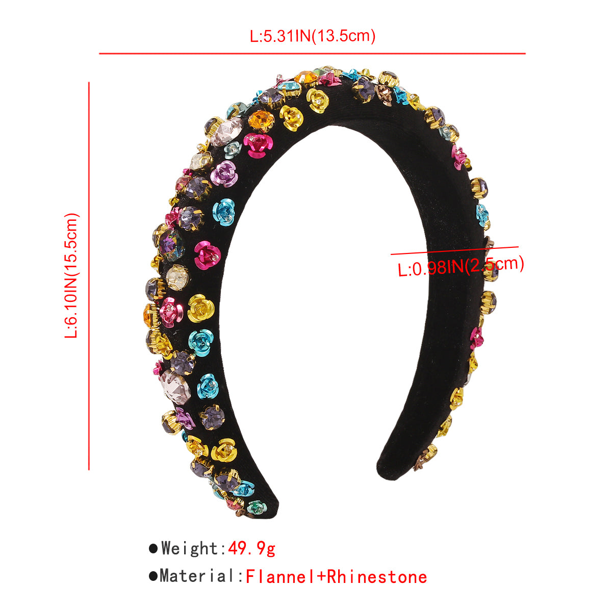 Baroque Metal Flower Rhinestone Sponge Headband medyjewelry