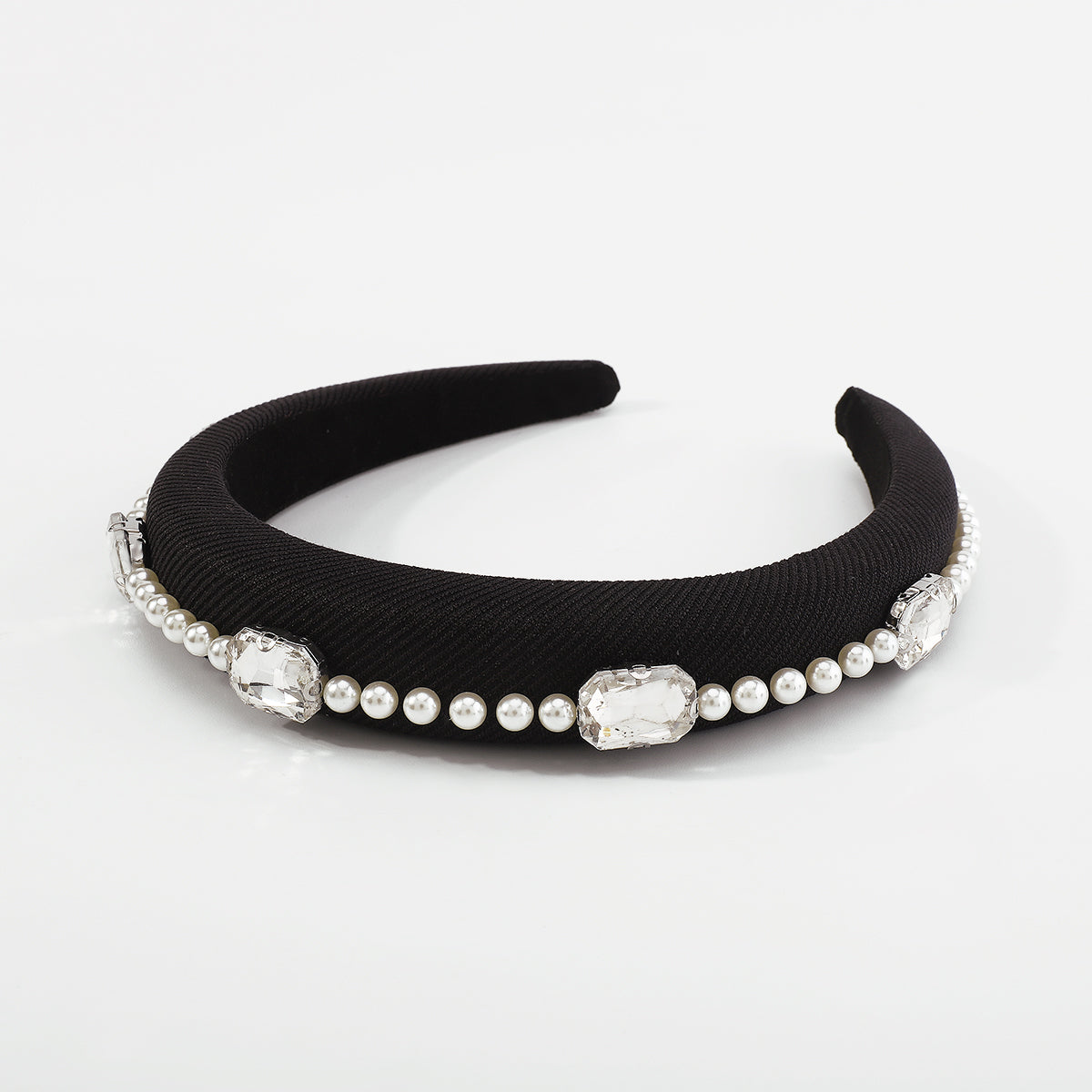 Trendy Rhinestone Pearls Sponge Padded Headband medyjewelry