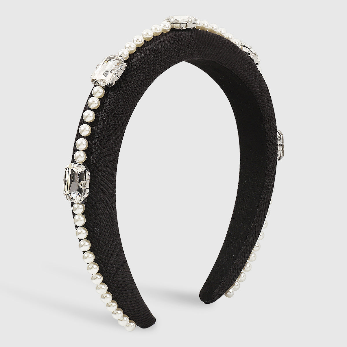 Trendy Rhinestone Pearls Sponge Padded Headband medyjewelry