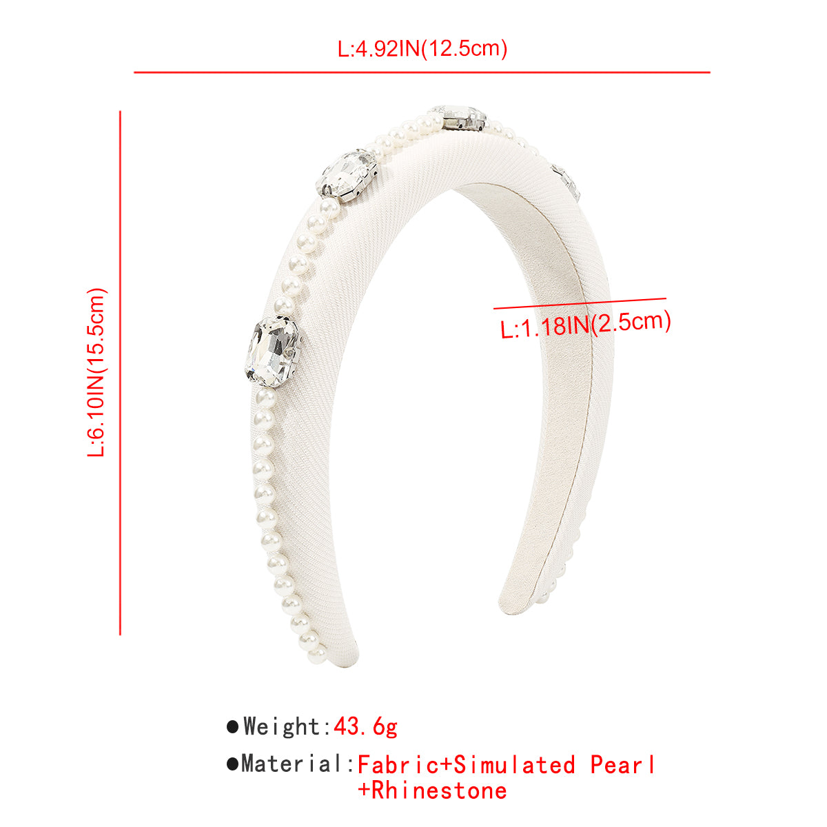 Trendy Rhinestone Pearls Sponge Padded Headband medyjewelry