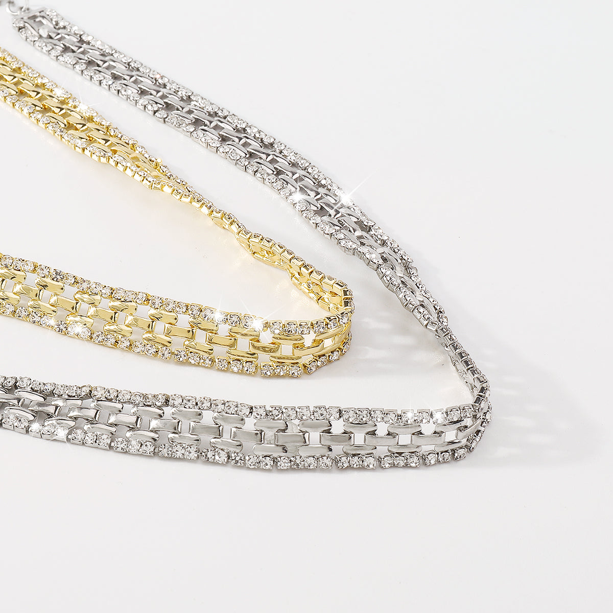 Punk Thick Rhinestone Chains Short Choker Necklace medyjewelry