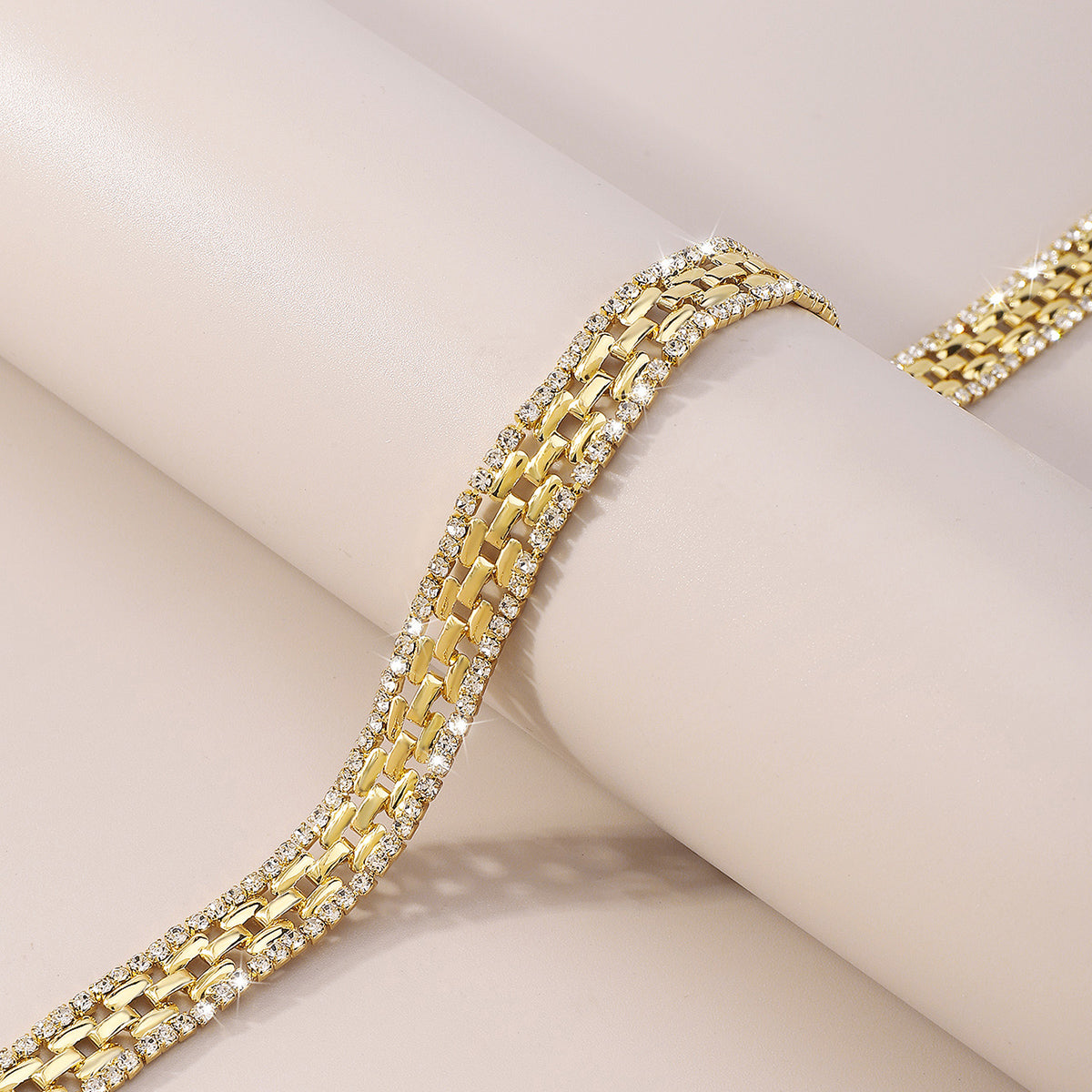 Punk Thick Rhinestone Chains Short Choker Necklace medyjewelry