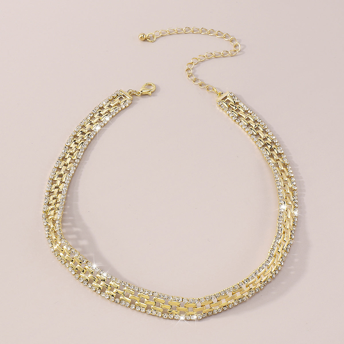 Punk Thick Rhinestone Chains Short Choker Necklace medyjewelry