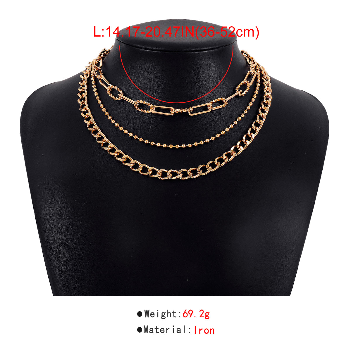 Punk Chunky Cuban Multi Layers Necklace medyjewelry