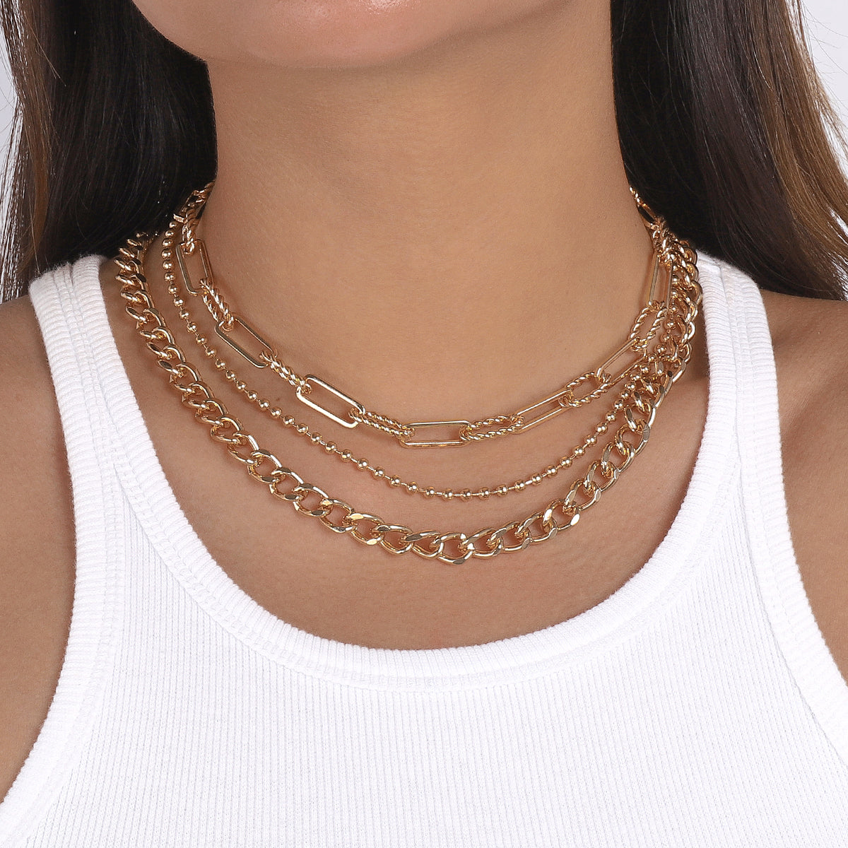 Punk Chunky Cuban Multi Layers Necklace medyjewelry