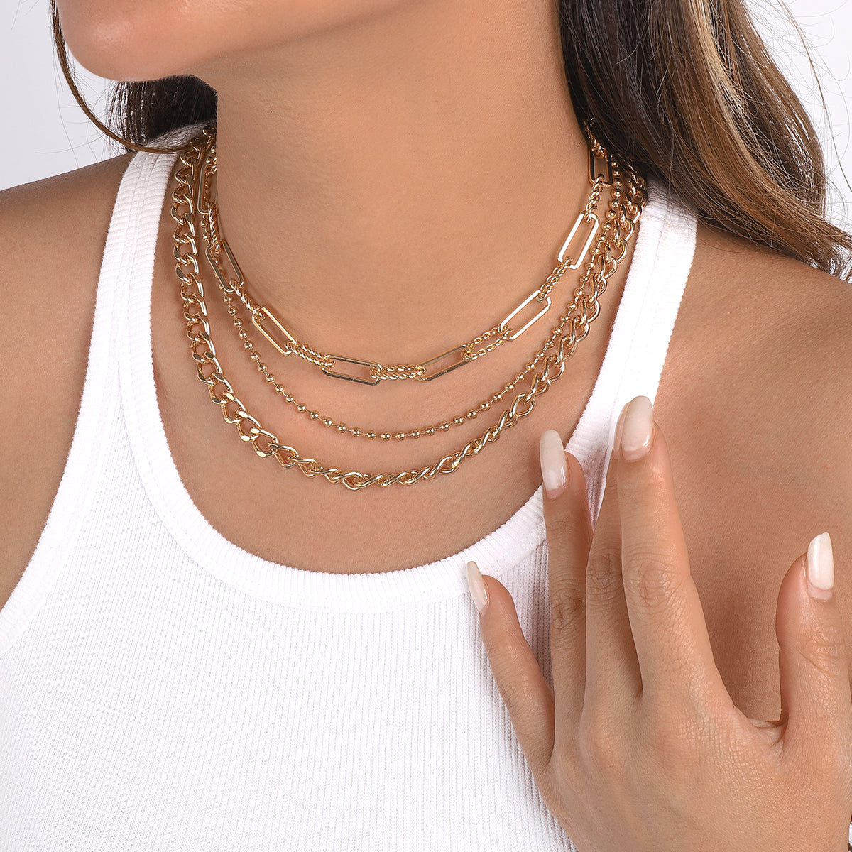 Punk Chunky Cuban Multi Layers Necklace medyjewelry