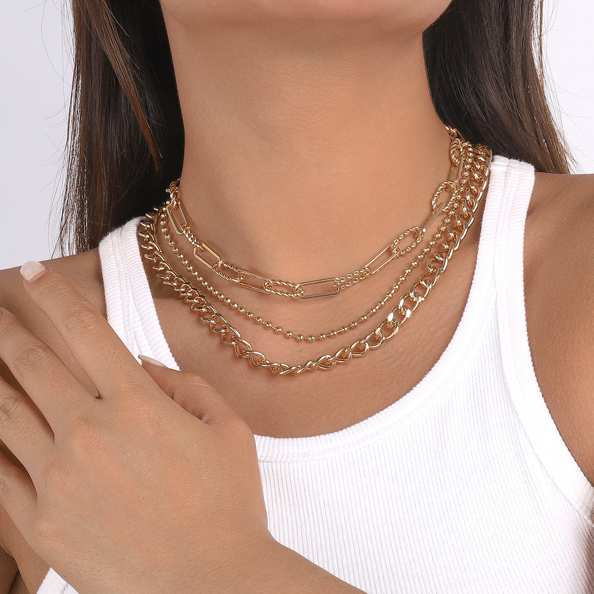 Punk Chunky Cuban Multi Layers Necklace medyjewelry