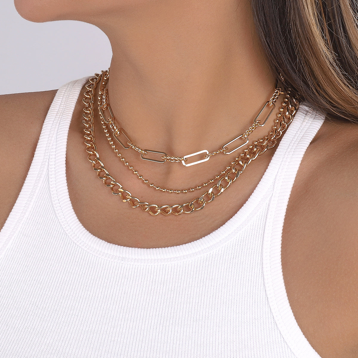 Punk Chunky Cuban Multi Layers Necklace medyjewelry