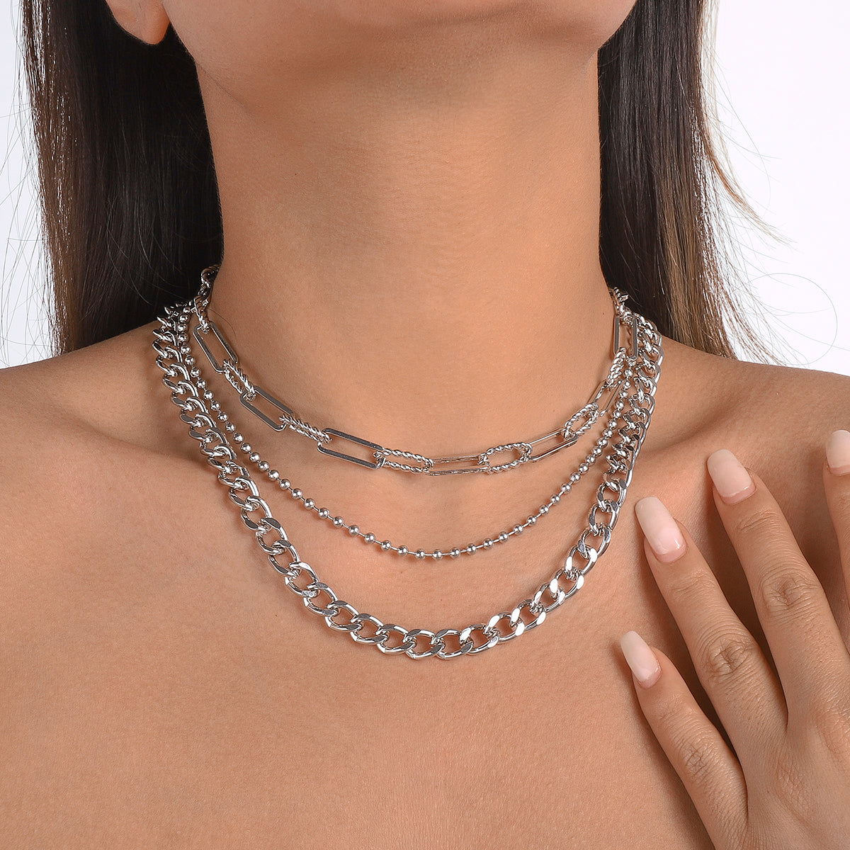 Punk Chunky Cuban Multi Layers Necklace medyjewelry
