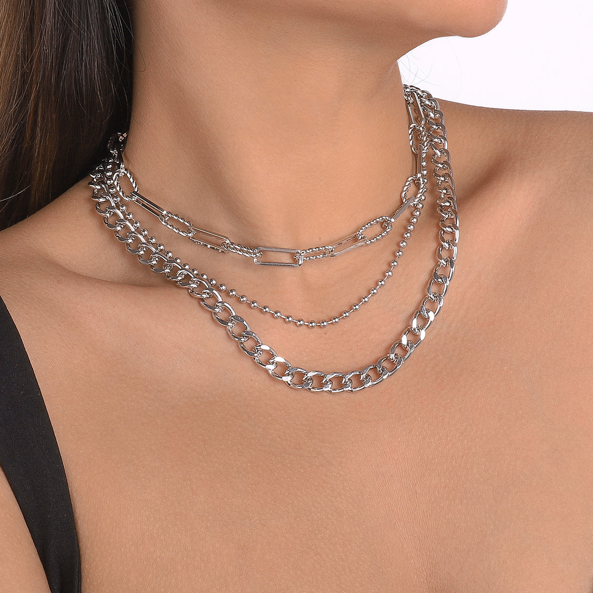 Punk Chunky Cuban Multi Layers Necklace medyjewelry