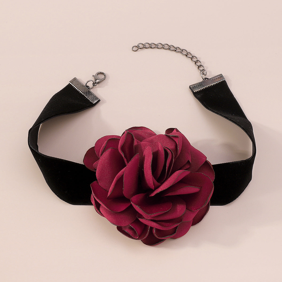 Retro Romantic Fabric Rose Flower Choker Necklace medyjewelry