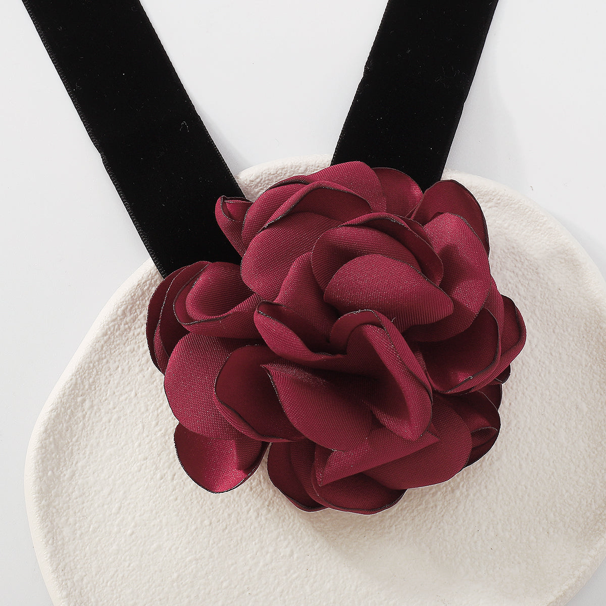 Retro Romantic Fabric Rose Flower Choker Necklace medyjewelry