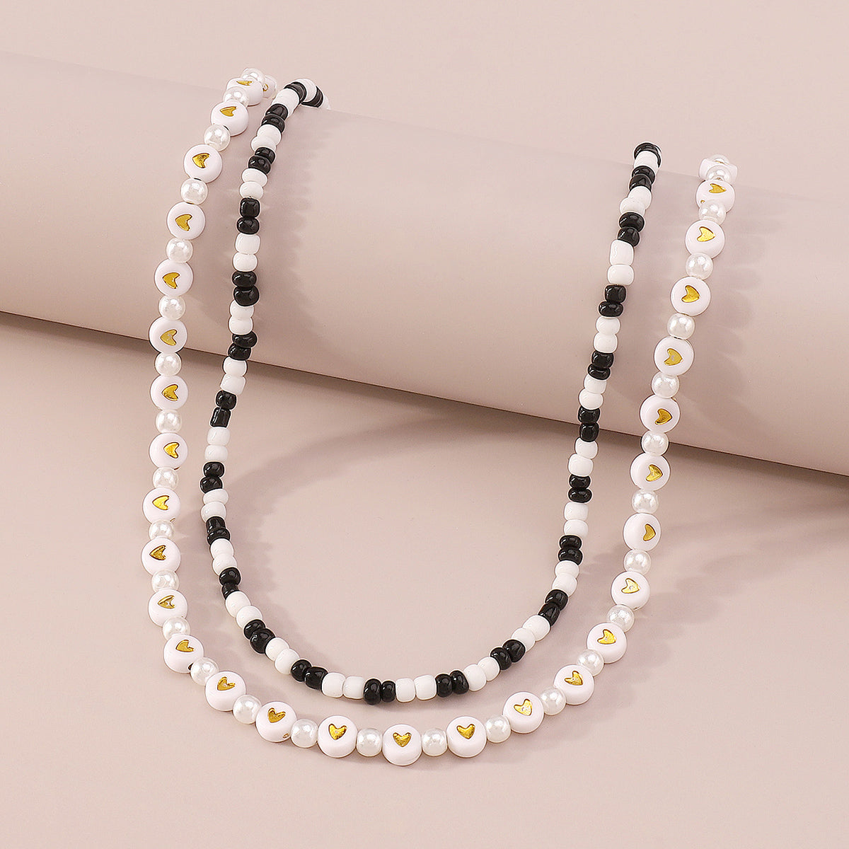 Bohemia Black & White Beads Pearl Choker Necklace medyjewelry